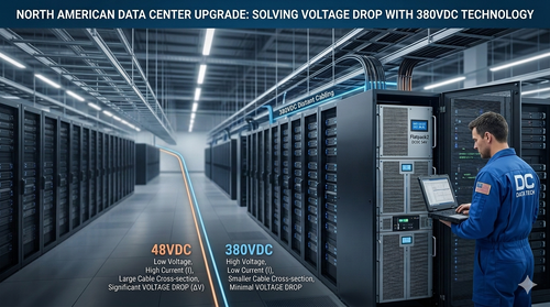 último caso de la compañía sobre North American Data Centers: Addressing Voltage Drop in Long-Distance Cabling via 380VDC Technology