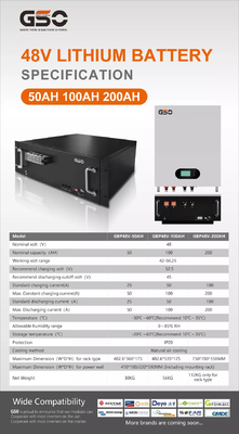 litio recargable de la batería solar Lifepo4 de 2.5Kwh 50ah 5000 veces