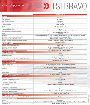 STI CE+T Bravo125/120 con entrada de CA adicional 125Vdc 120Vac 2.5KVA 2.5KW P/N T321350201