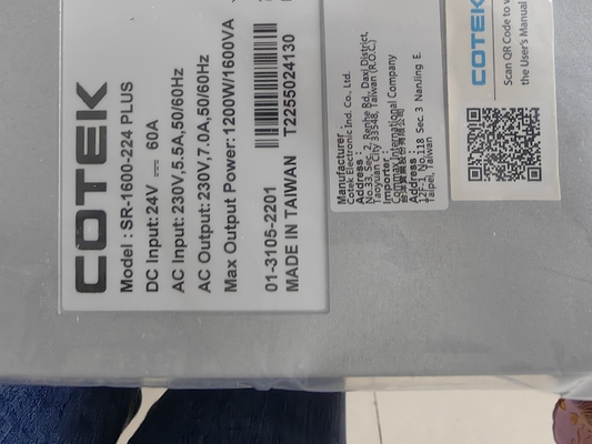 Invertidor de corriente continua CA de Cotek SR 1600-224 Más 24Vdc en la salida de 230Vac 1600VA Invertidor de bastidor
