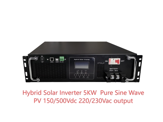 Montado en el bastidor Inverter solar híbrido de piezas sinérgicas puras 5KW PV 150/500Vdc 220/230Vac Salida Wifi GPRS para BTS