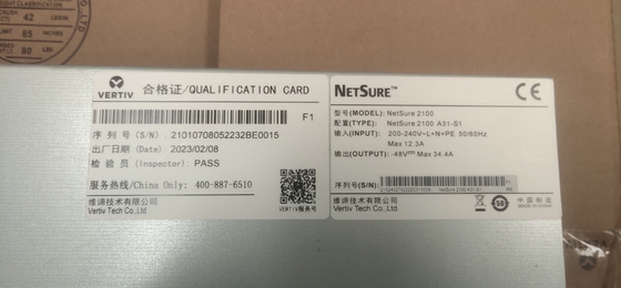 Emerson Vertiv NetSure 2100 A31-S3 Sistema de alimentación de CC 48V 60A Telecomunicaciones