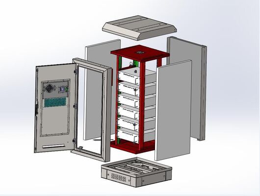 Gabinete para exteriores de acero galvanizado por encargo de 1,5 mm de espesor 14U con aire acondicionado de 1500 W para almacenamiento de baterías de estaciones de telecomunicaciones