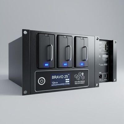 Sistema de inversor modular BRAVO 25 de 12 kVA con diseño escalable y alta eficiencia para necesidades críticas de energía