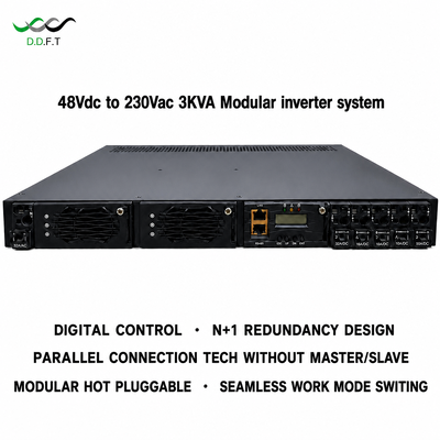 Sistema inversor modular de 48 V CC a 220 V CA Redundancia paralela N+1 Transferencia perfecta de 0 ms Alimentación de telecomunicaciones de montaje en bastidor de 3 KVA