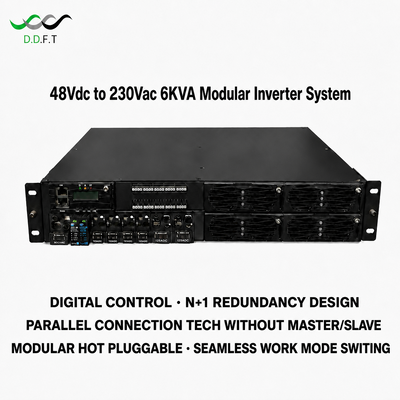 Sistema inversor modular de 48 V CC a 220 V CA Redundancia paralela N+1 Transferencia perfecta de 0 ms Alimentación de telecomunicaciones de montaje en bastidor de 3 KVA