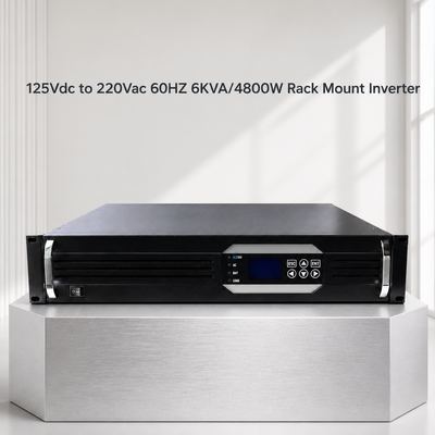 Inversor de rack de 19 pulgadas 2U 6KVA 4800W Onda senoidal pura de 125VDC a 220VAC para aplicaciones fuera de la red
