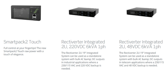 Eltek Rectiverter 2U 6kVA integró el sistema la CA y 4,8 kilovatios DC de 6 KVA con el regulador de Smartpack R