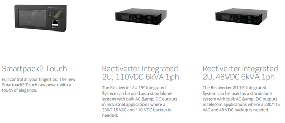 El Eltek Rectiverter 2U 6kVA Eltek Flatpack Sistema de alimentación con Smartpack2 Controlador táctil CIOR0402.1XXX